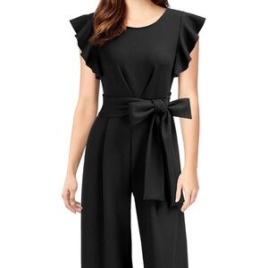 CJ Banks Black Jumpsuit with Elegant Waist Bow